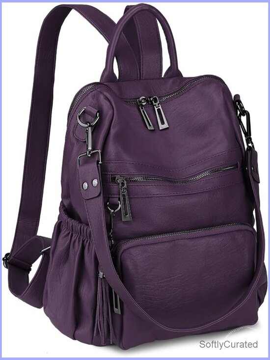 Vegan Leather Convertible Tassel Backpack Purse w/ Shoulder Strap main image 4